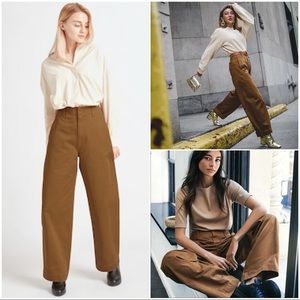 Uniqlo U Wide-Fit Curved Pants in Tobacco Brown 8